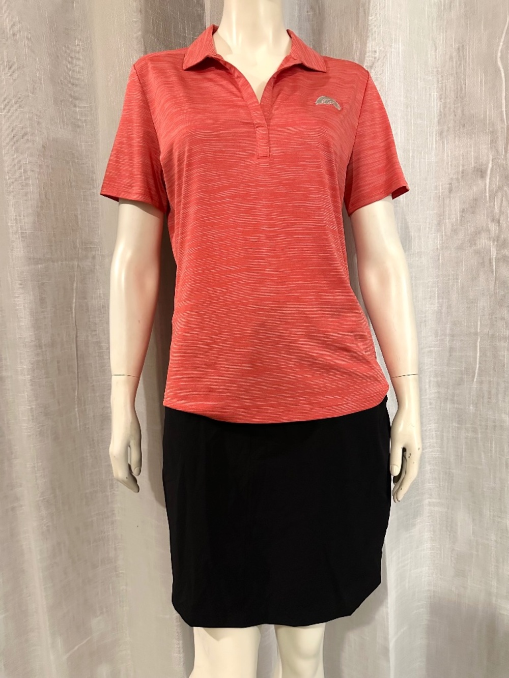 Callaway Opti-Dri Golf Polo Shirt Women Medium M Coral Orange Broken Stripe